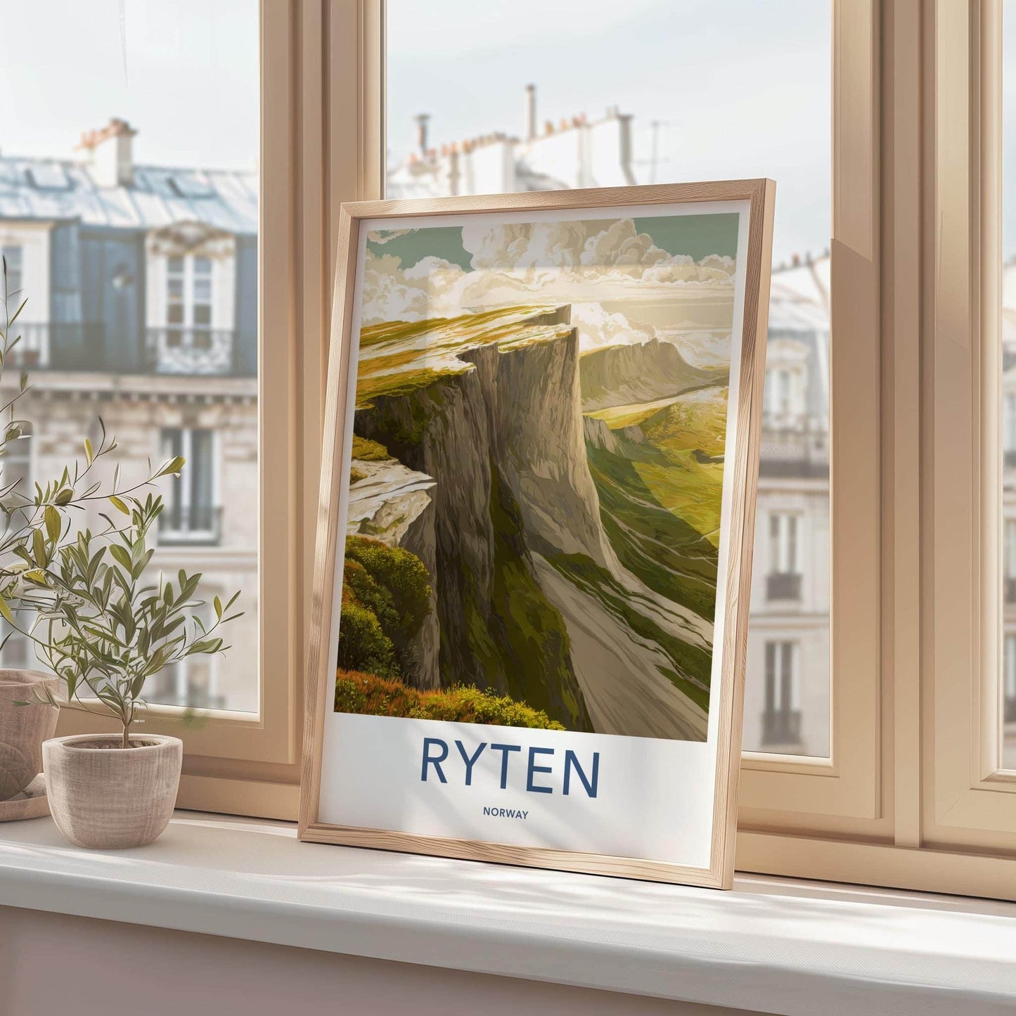 Ryten Poster - Norway Wall Art - Steep Cliffside Landscape Home Decor