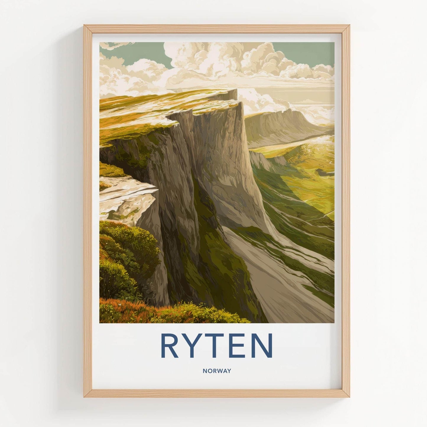 Ryten Poster - Norway Wall Art - Steep Cliffside Landscape Home Decor
