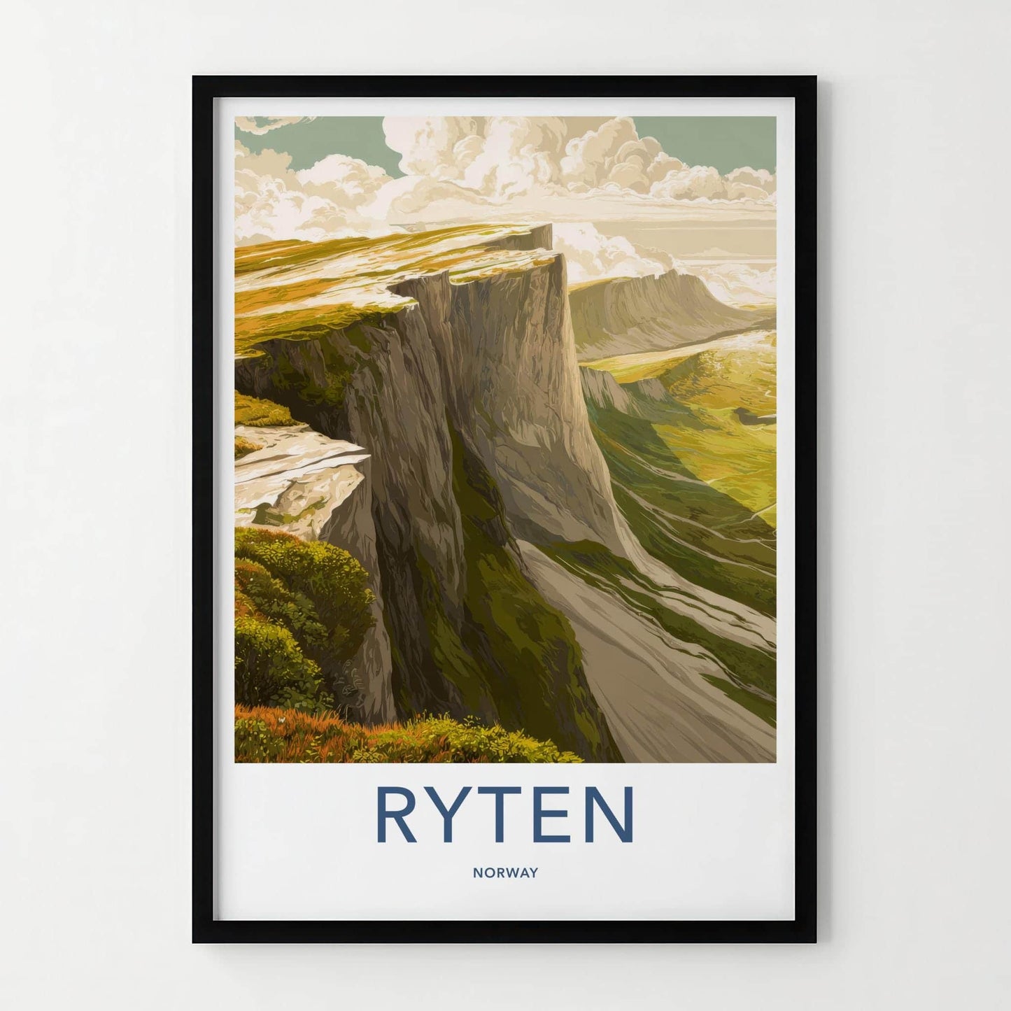 Ryten Poster - Norway Wall Art - Steep Cliffside Landscape Home Decor