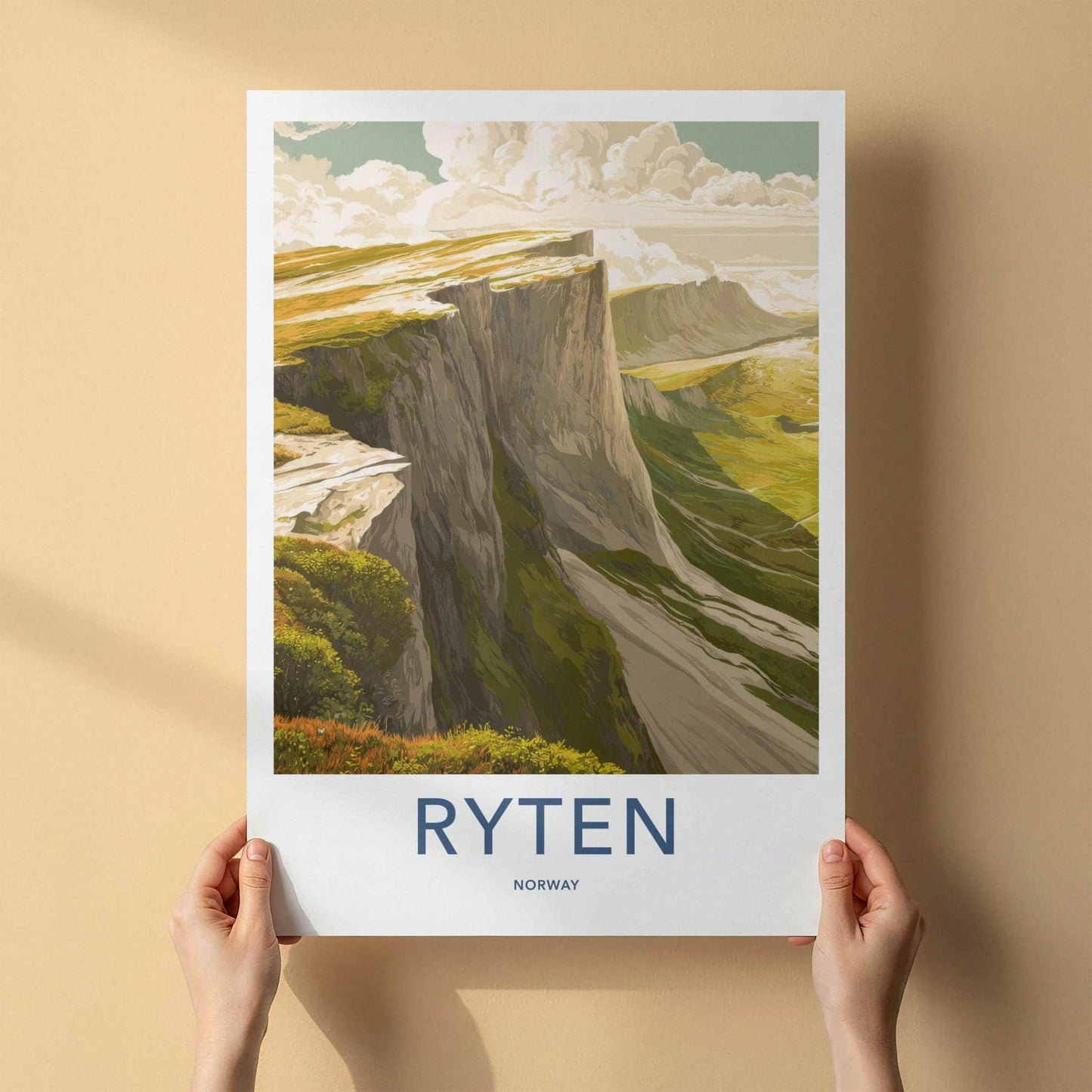 Ryten Poster - Norway Wall Art - Steep Cliffside Landscape Home Decor