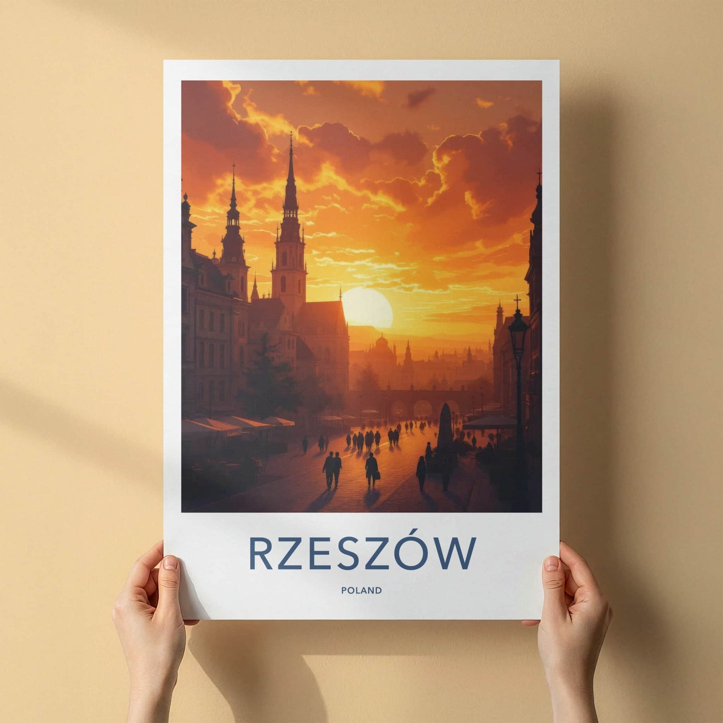 Rzeszow Poster - Poland Travel Art - Cityscape Sunset Glow Home Decor
