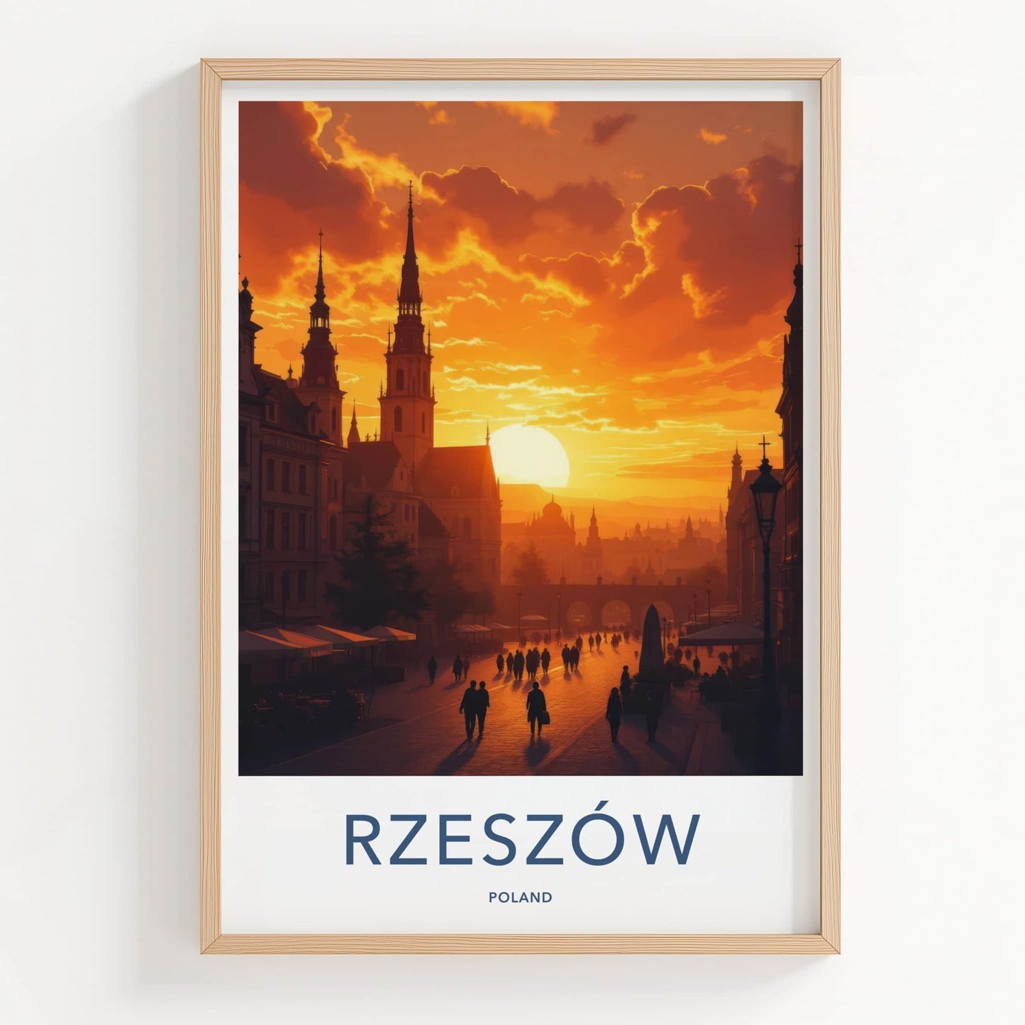 Rzeszow Poster - Poland Travel Art - Cityscape Sunset Glow Home Decor