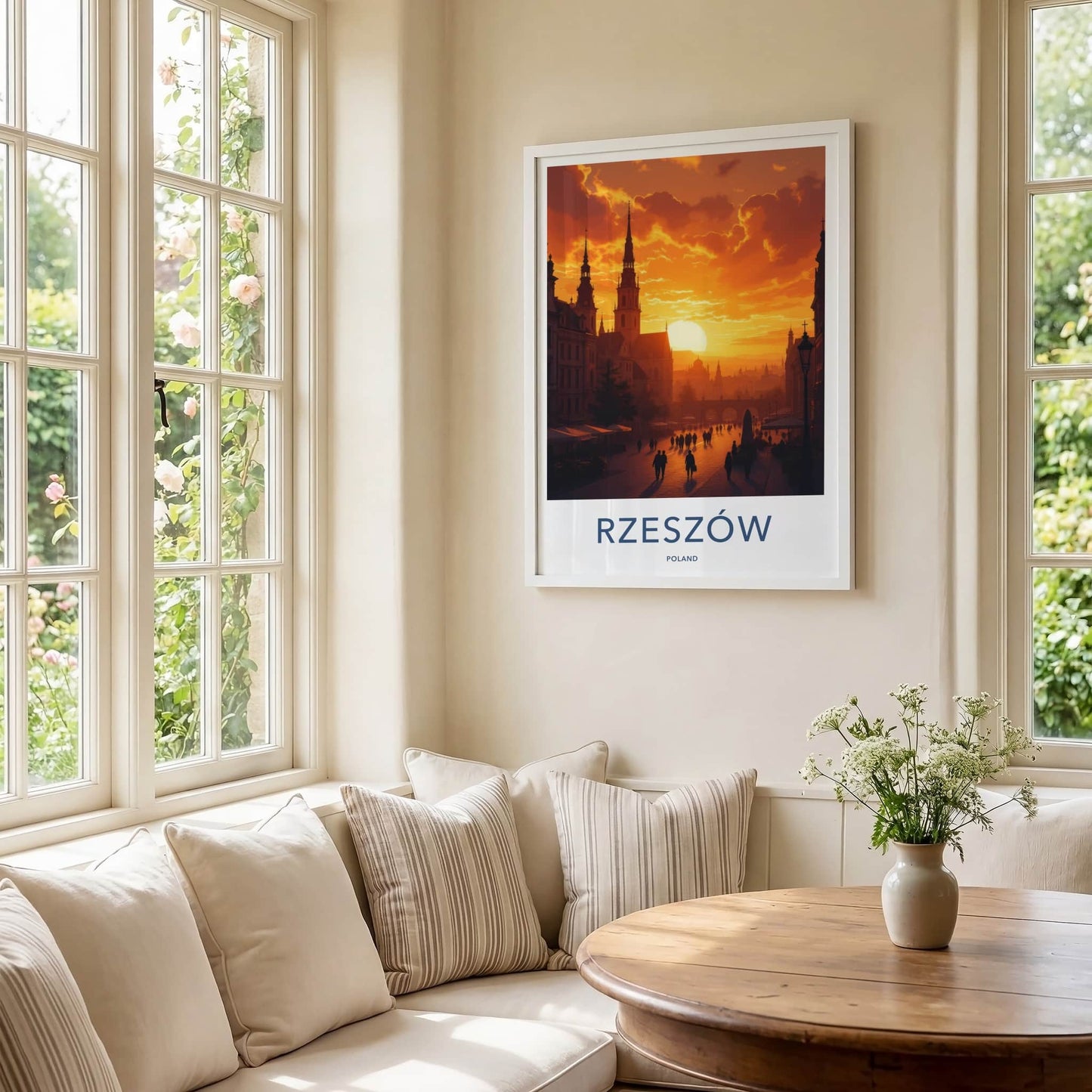 Rzeszow Poster - Poland Travel Art - Cityscape Sunset Glow Home Decor