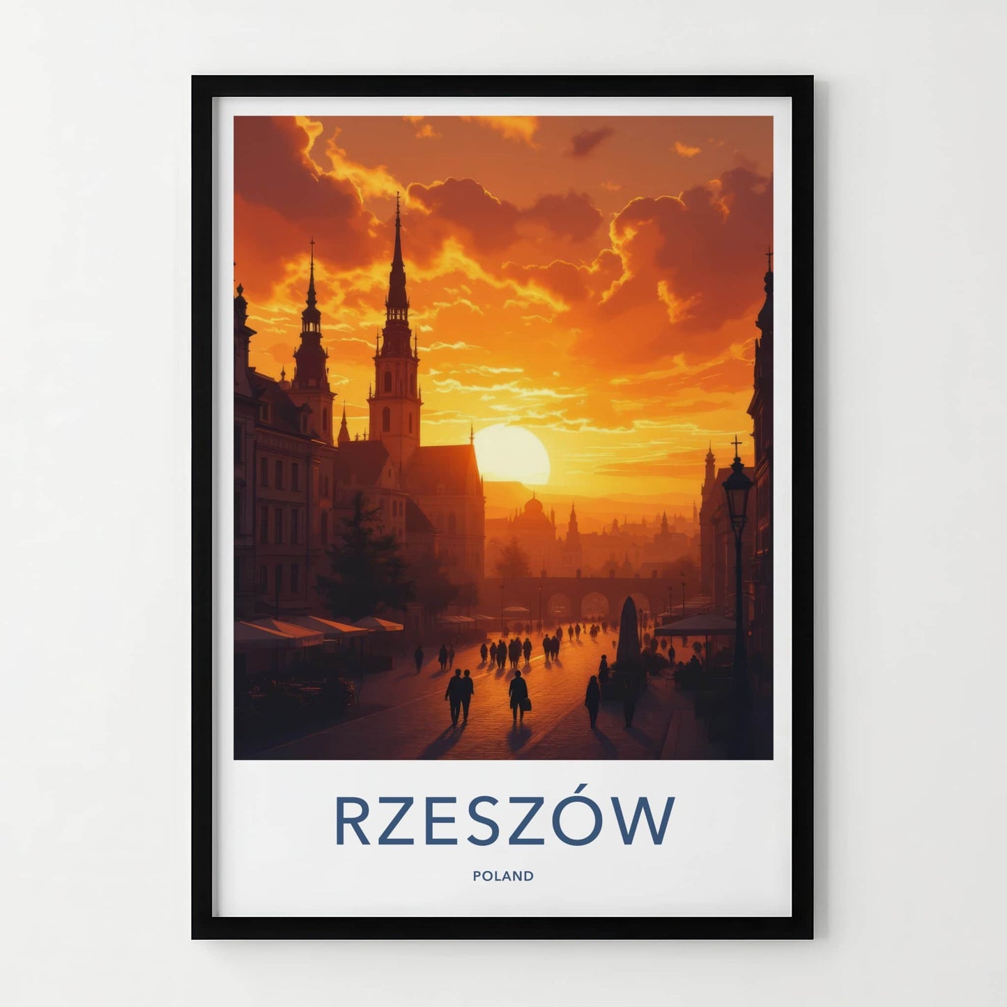 Rzeszow Poster - Poland Travel Art - Cityscape Sunset Glow Home Decor