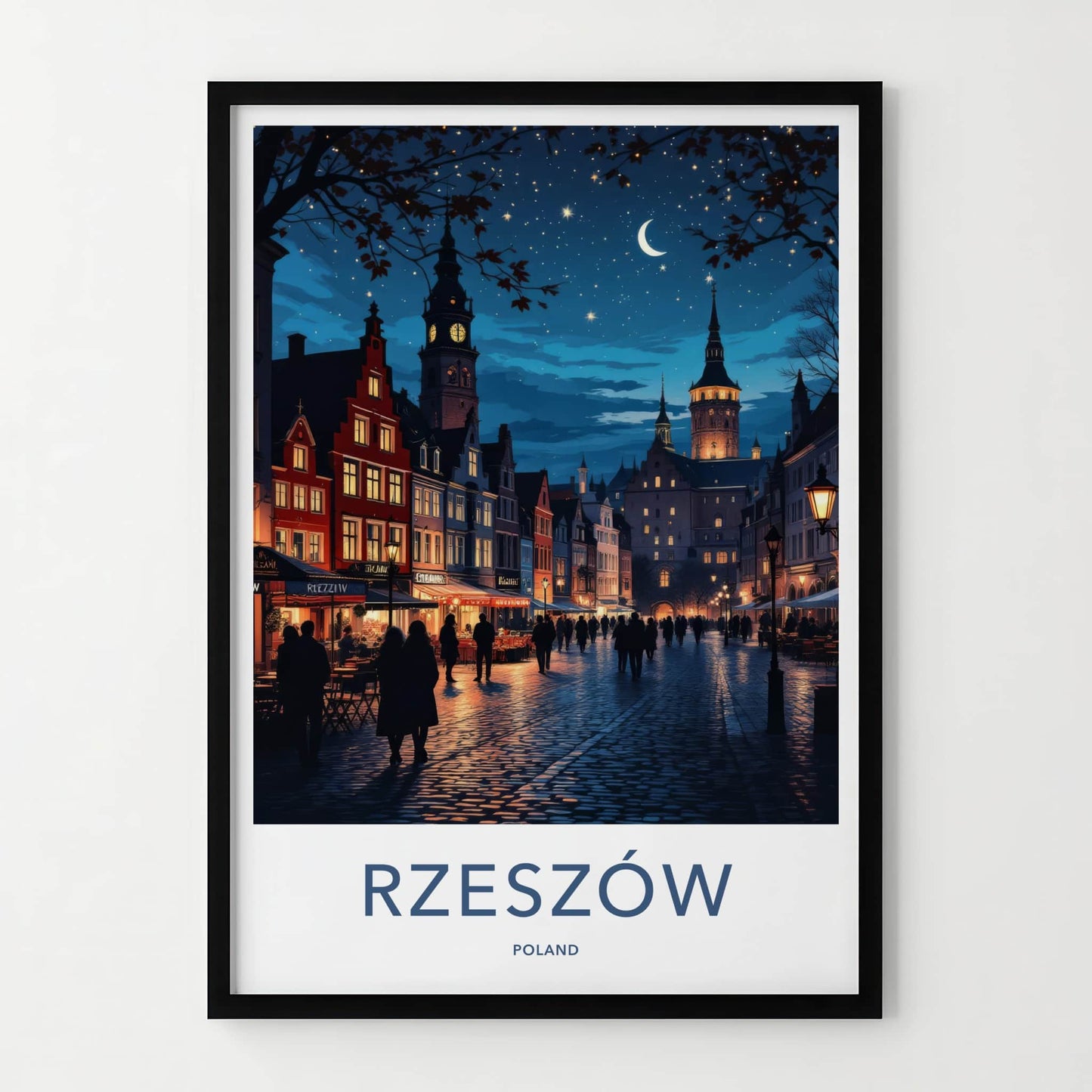 Rzeszow Poster - Poland Travel Art - Starry Night City Home Decor