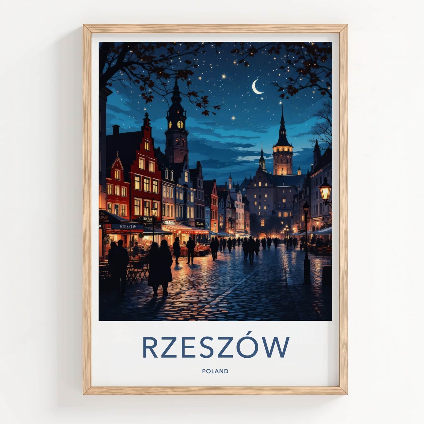 Rzeszow Poster - Poland Travel Art - Starry Night City Home Decor