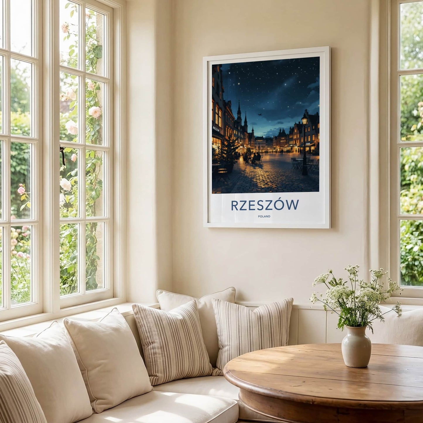 Rzeszow Poster - Poland Travel Art - Starry Night Square Home Decor