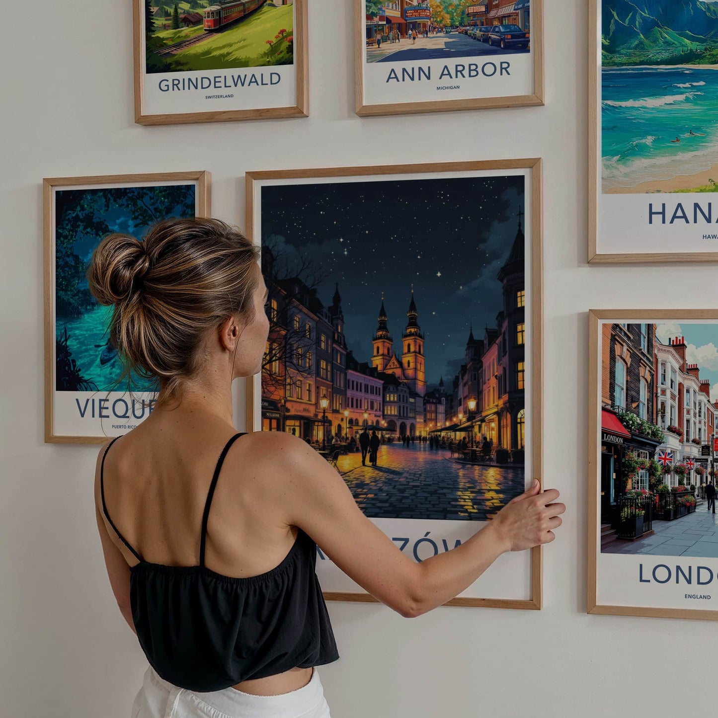 Rzeszow Poster - Poland Travel Art - Starry Night Street Home Decor