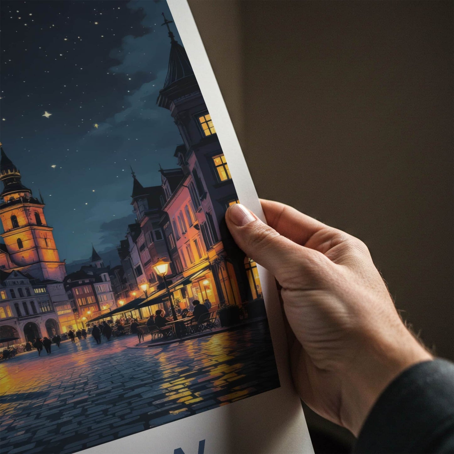 Rzeszow Poster - Poland Travel Art - Starry Night Street Home Decor