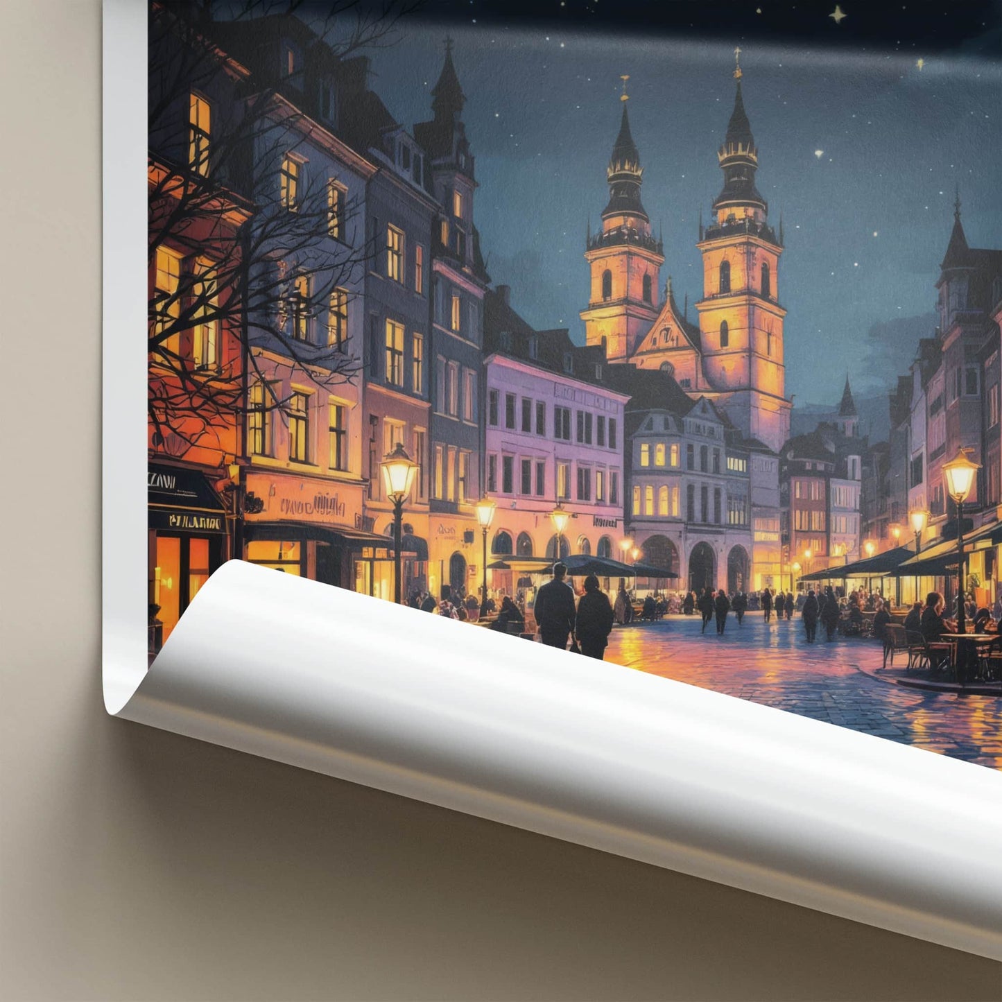 Rzeszow Poster - Poland Travel Art - Starry Night Street Home Decor
