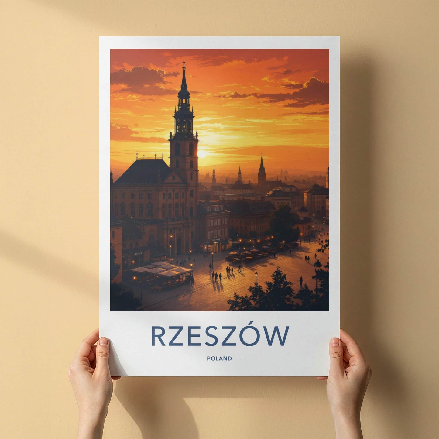 Rzeszow Poster - Poland Travel Art - Twilight Cityscape Scene Wall Decor