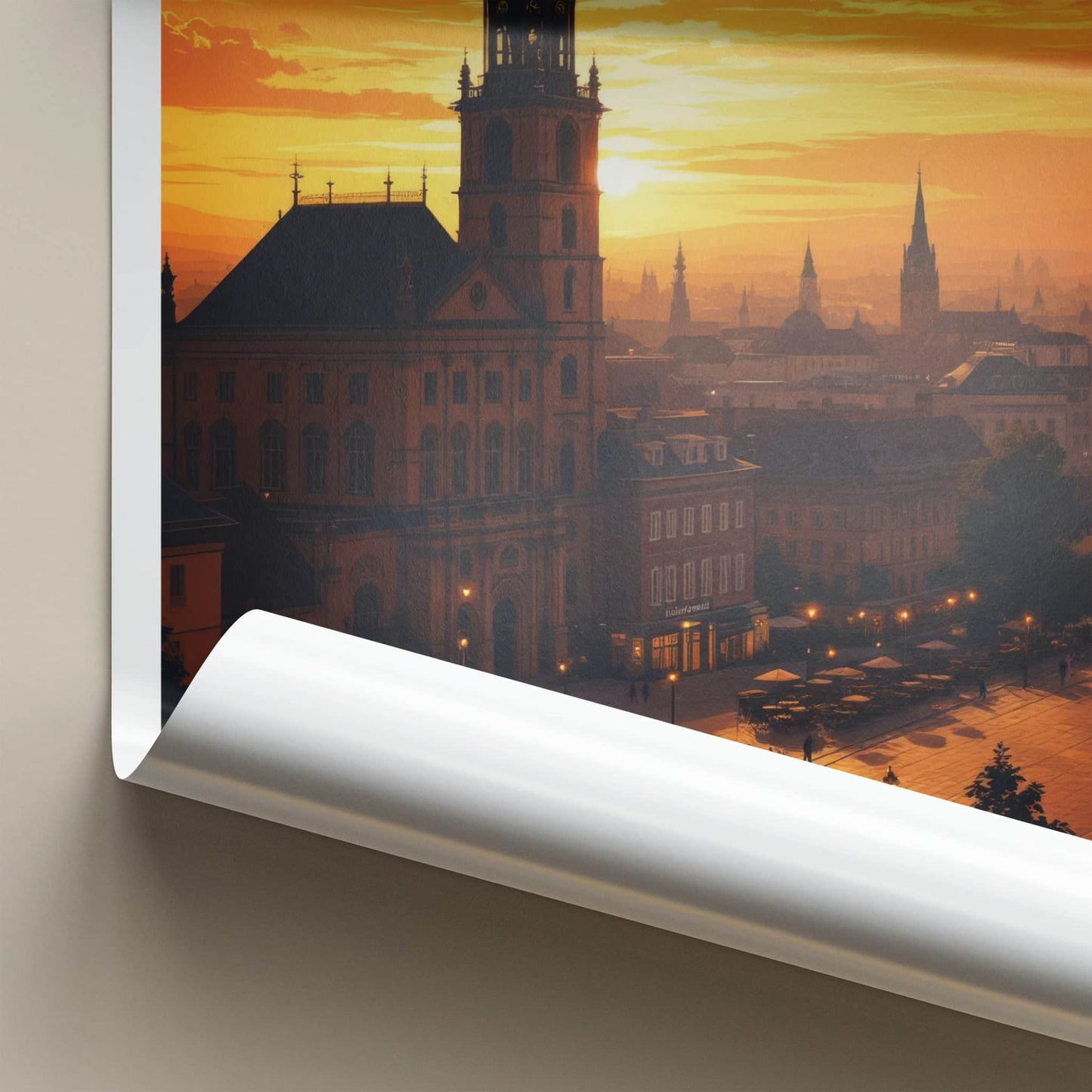 Rzeszow Poster - Poland Travel Art - Twilight Cityscape Scene Wall Decor