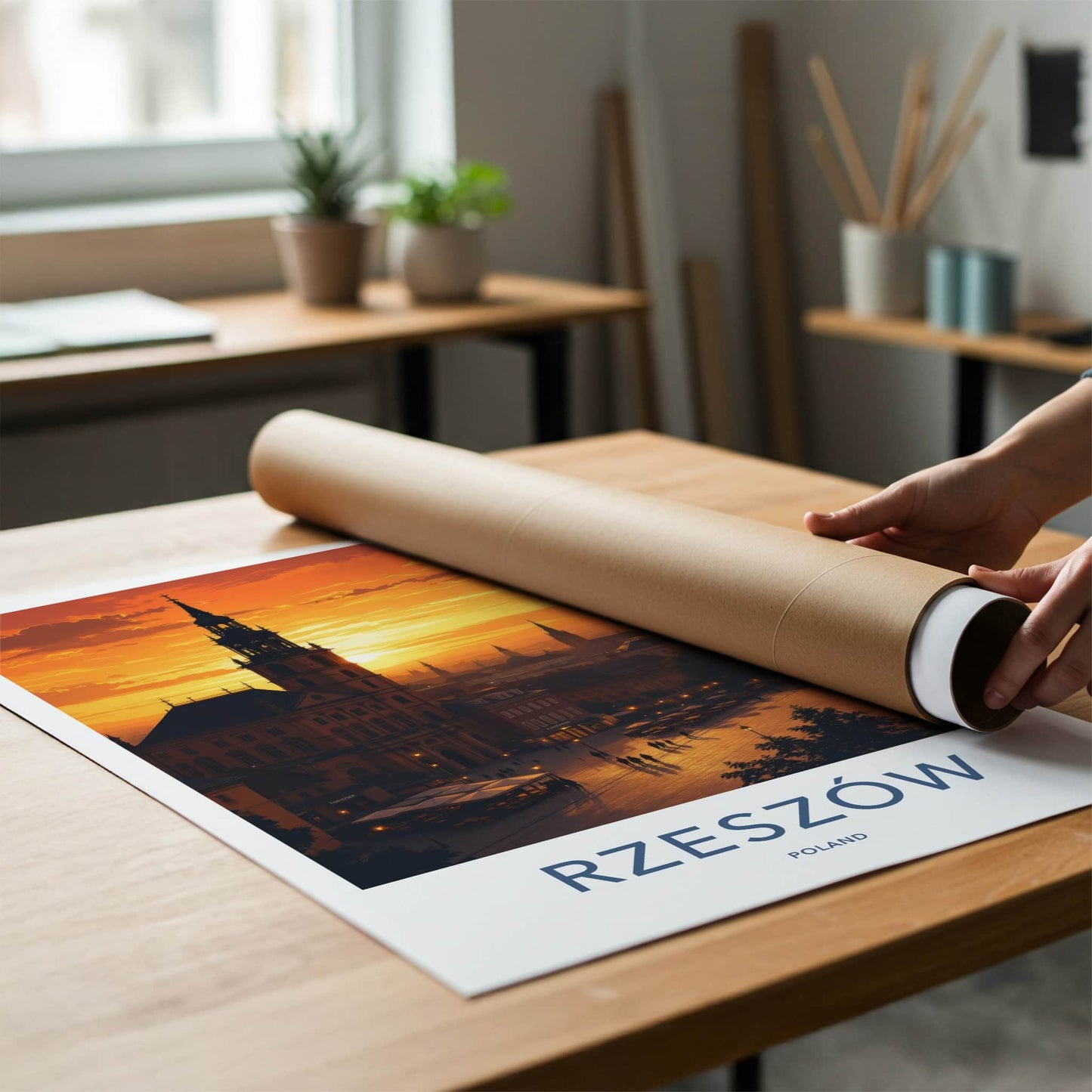 Rzeszow Poster - Poland Travel Art - Twilight Cityscape Scene Wall Decor
