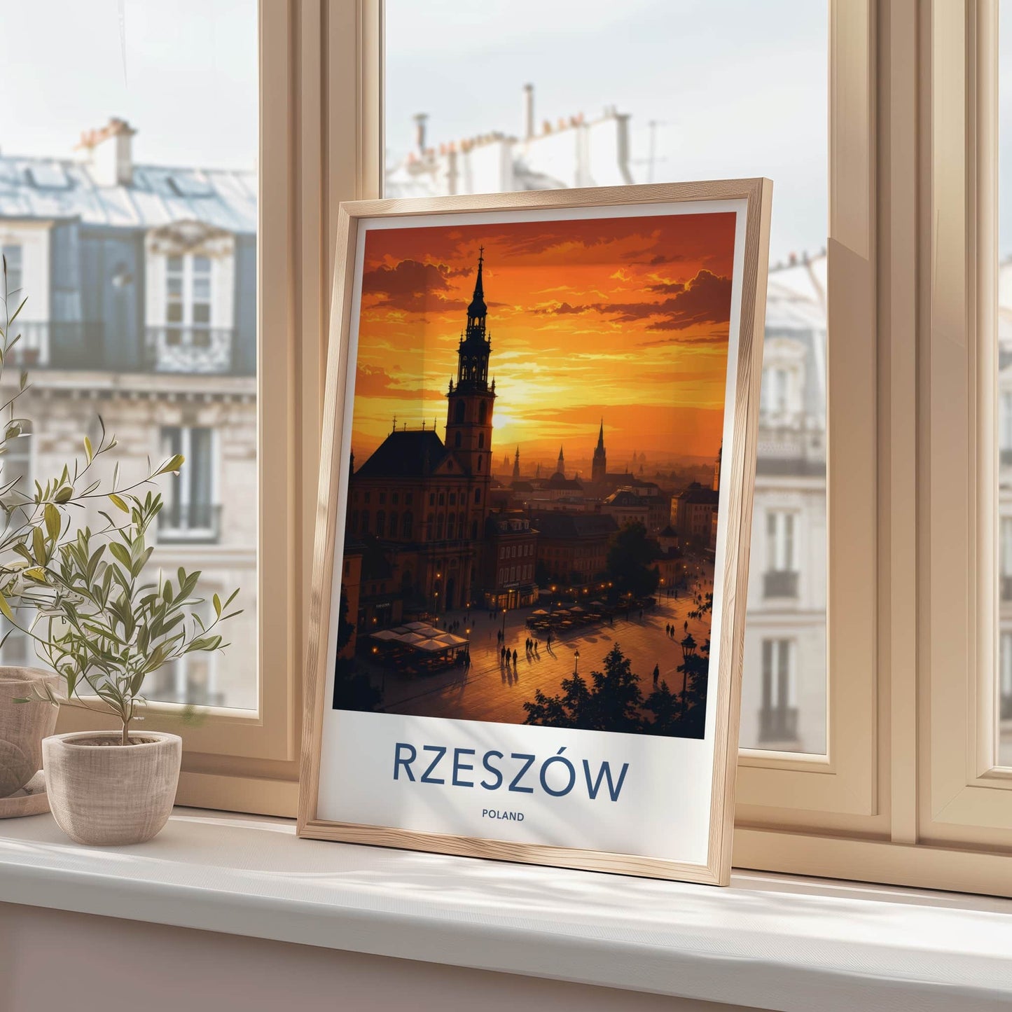 Rzeszow Poster - Poland Travel Art - Twilight Cityscape Scene Wall Decor