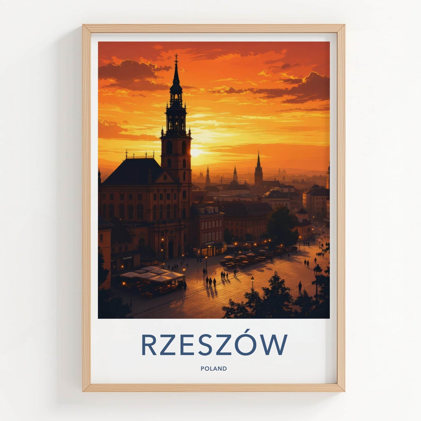 Rzeszow Poster - Poland Travel Art - Twilight Cityscape Scene Wall Decor