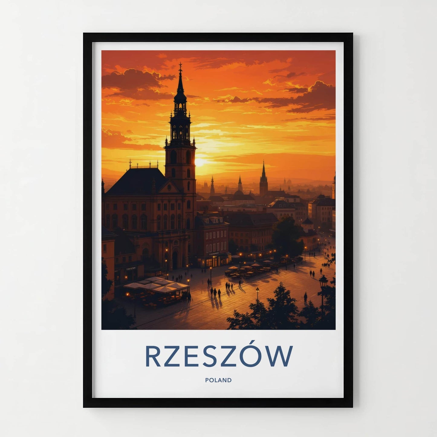 Rzeszow Poster - Poland Travel Art - Twilight Cityscape Scene Wall Decor