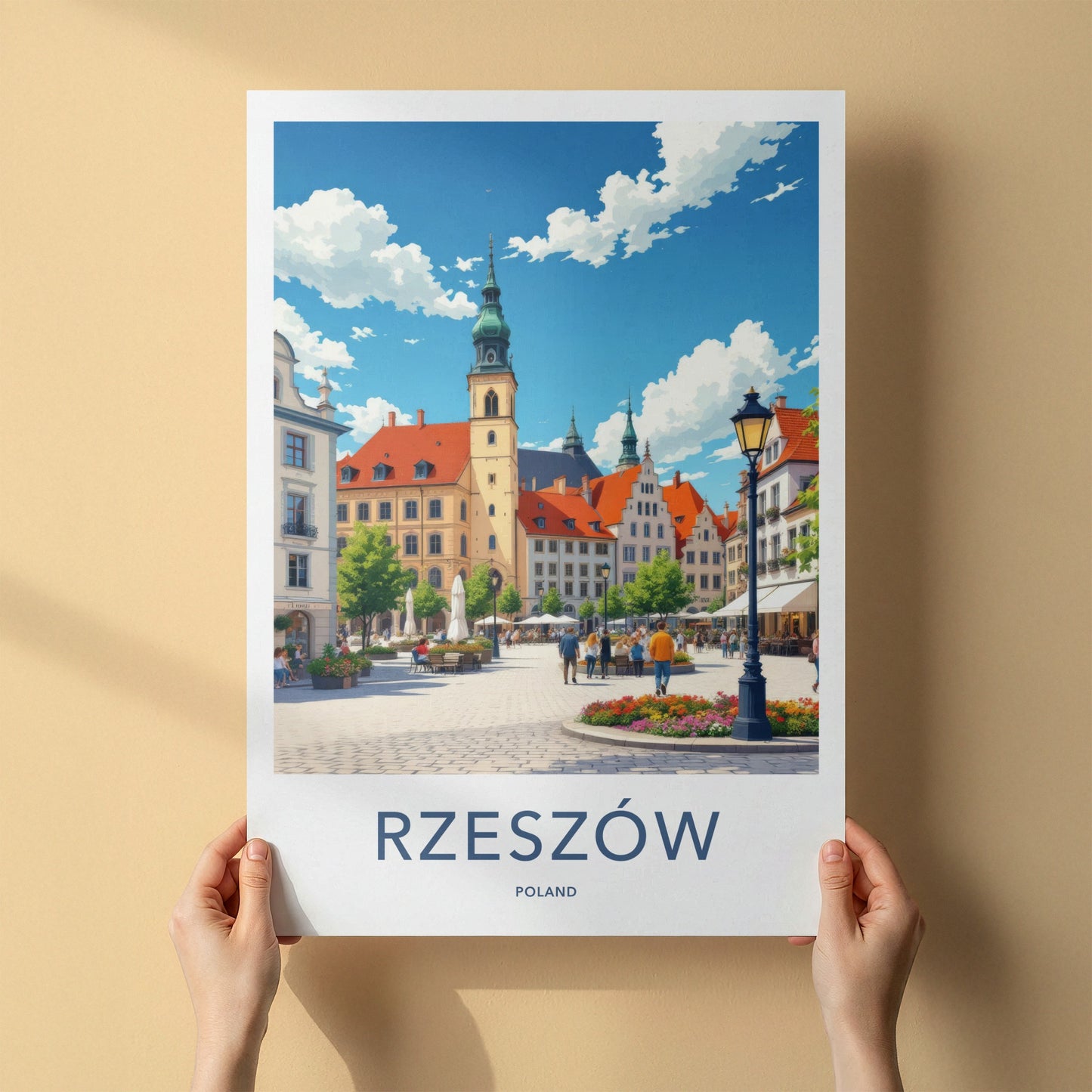 Rzeszow Poster - Poland Travel Art - Vibrant Market Square Wall Decor