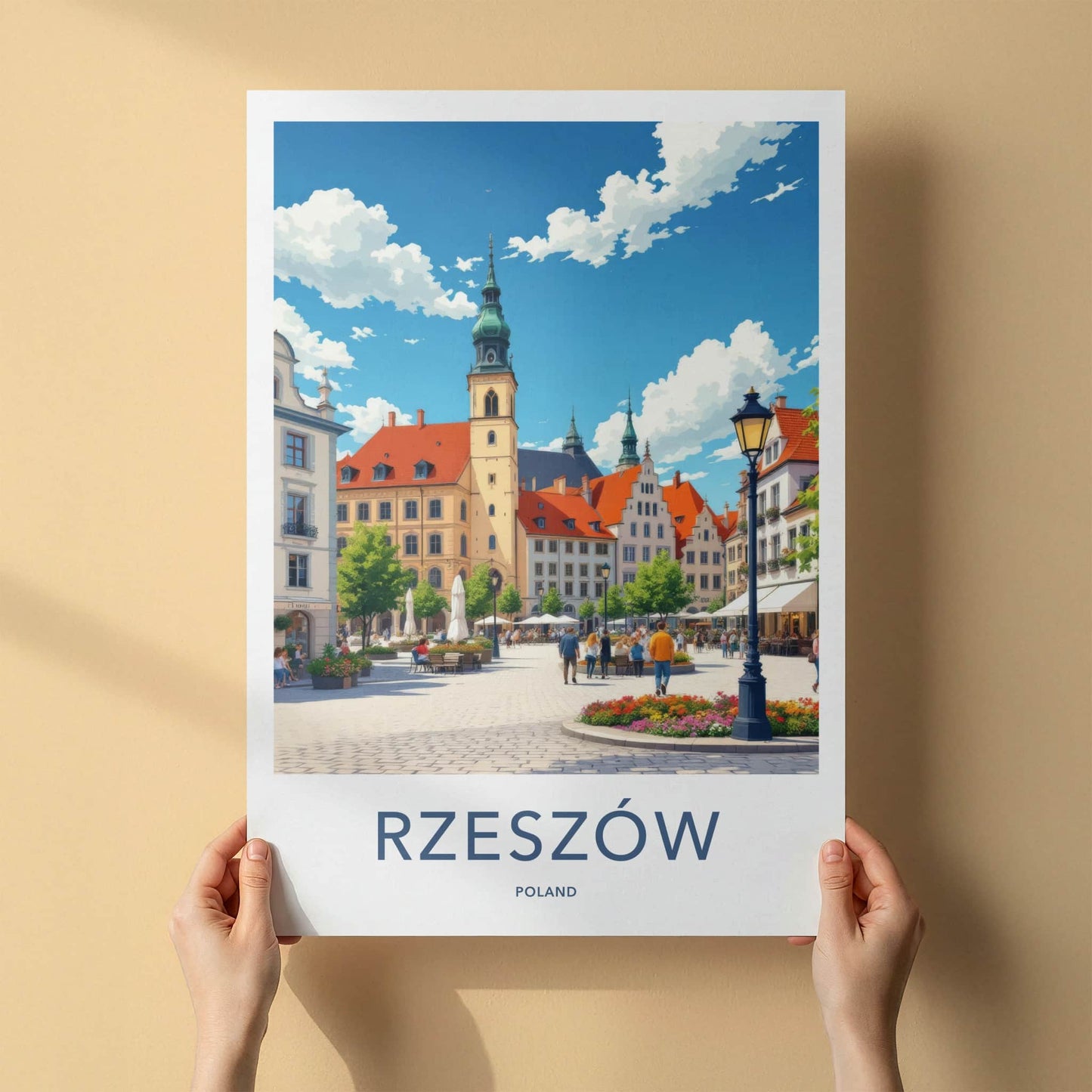 Rzeszow Poster - Poland Travel Art - Vibrant Market Square Wall Decor