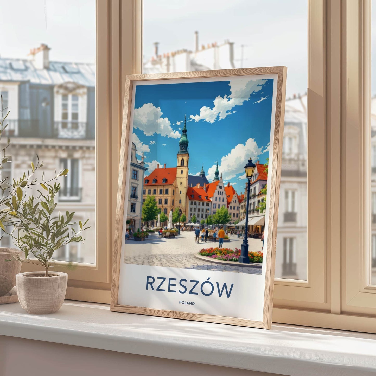 Rzeszow Poster - Poland Travel Art - Vibrant Market Square Wall Decor