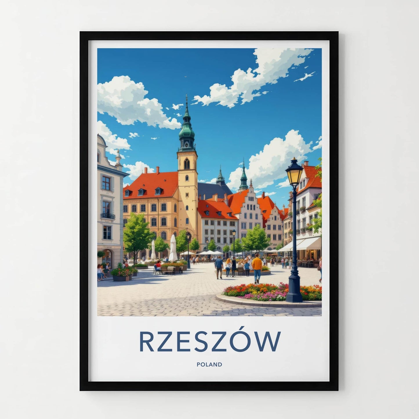 Rzeszow Poster - Poland Travel Art - Vibrant Market Square Wall Decor