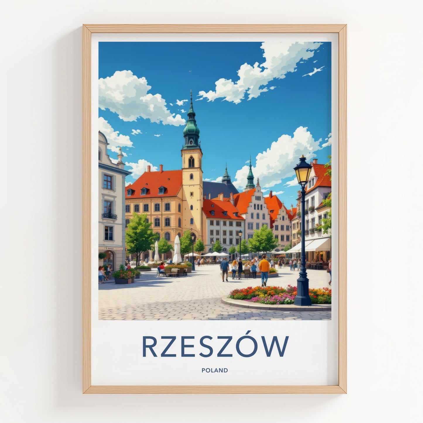 Rzeszow Poster - Poland Travel Art - Vibrant Market Square Wall Decor