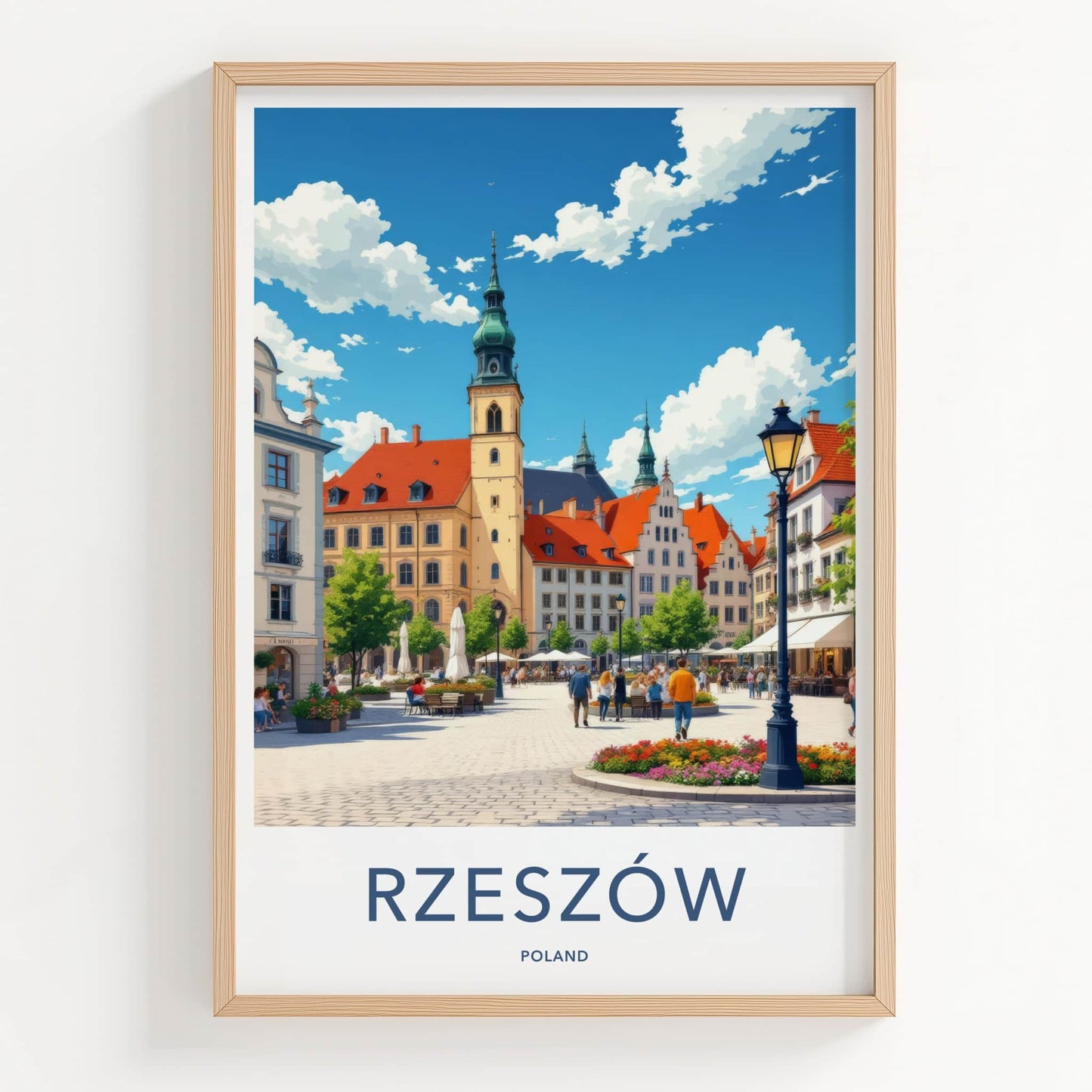 Rzeszow Poster - Poland Travel Art - Vibrant Market Square Wall Decor