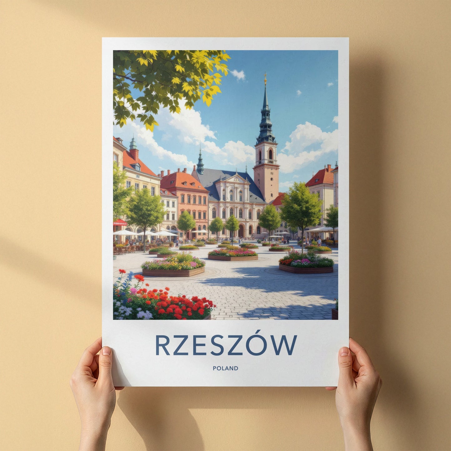 Rzeszow Poster - Poland Travel Art - Vibrant Square Spire Wall Decor
