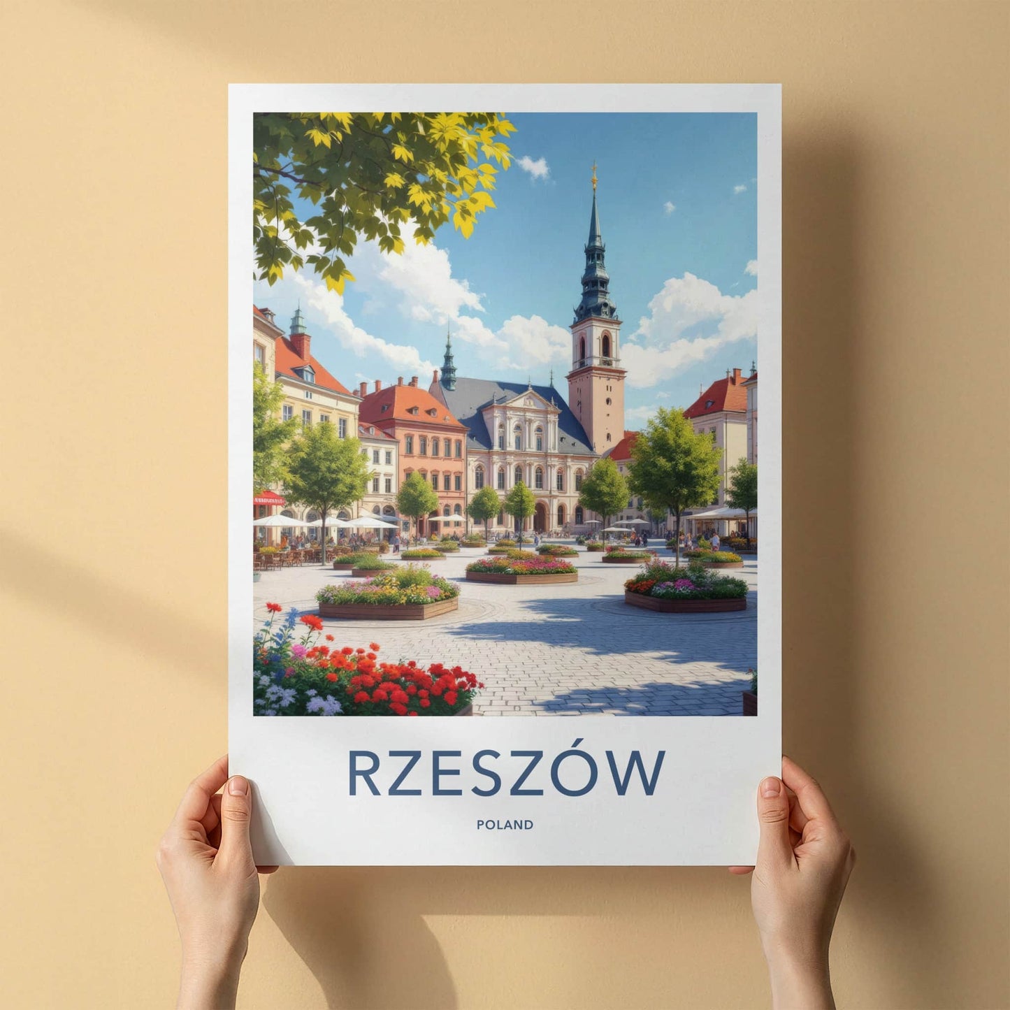 Rzeszow Poster - Poland Travel Art - Vibrant Square Spire Wall Decor