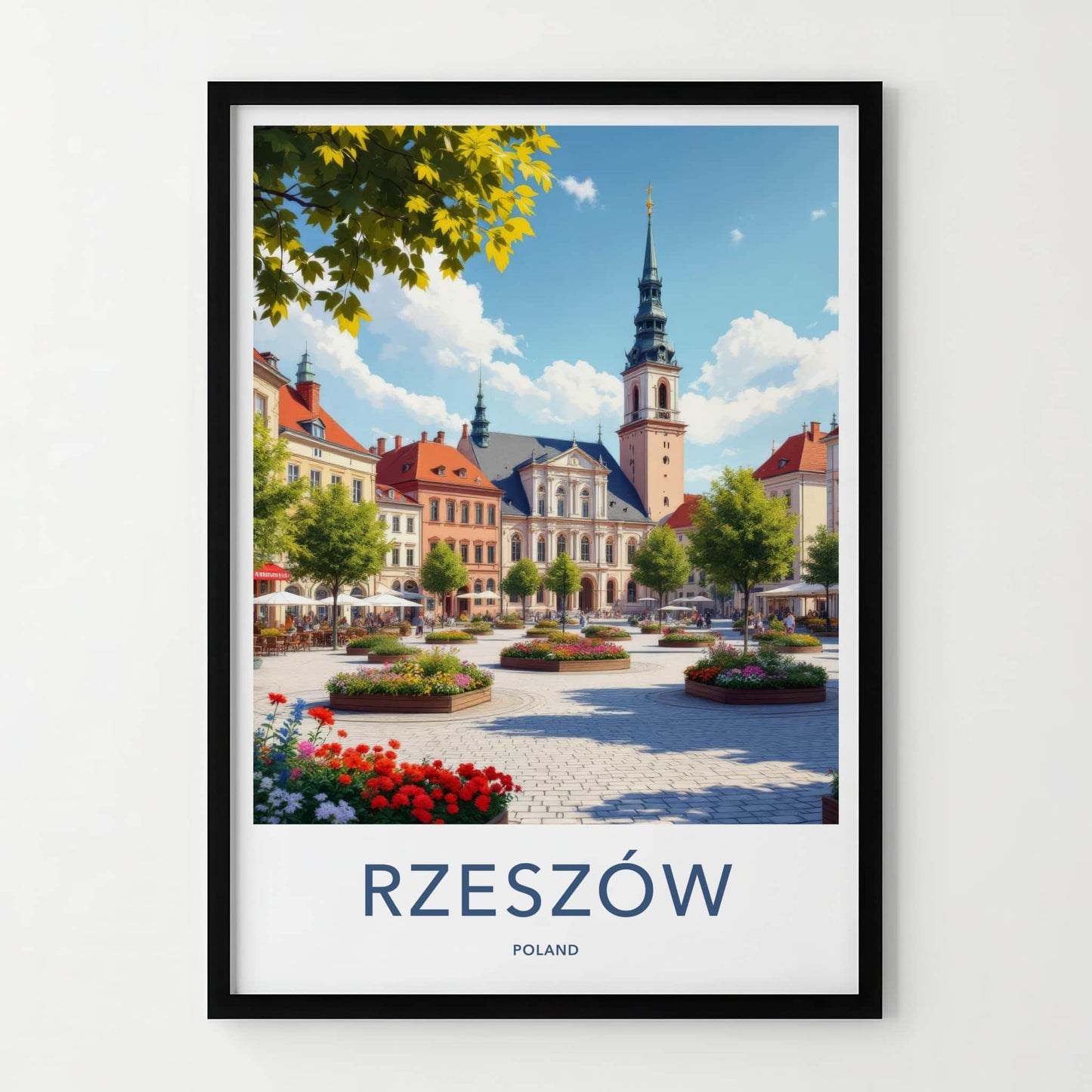 Rzeszow Poster - Poland Travel Art - Vibrant Square Spire Wall Decor