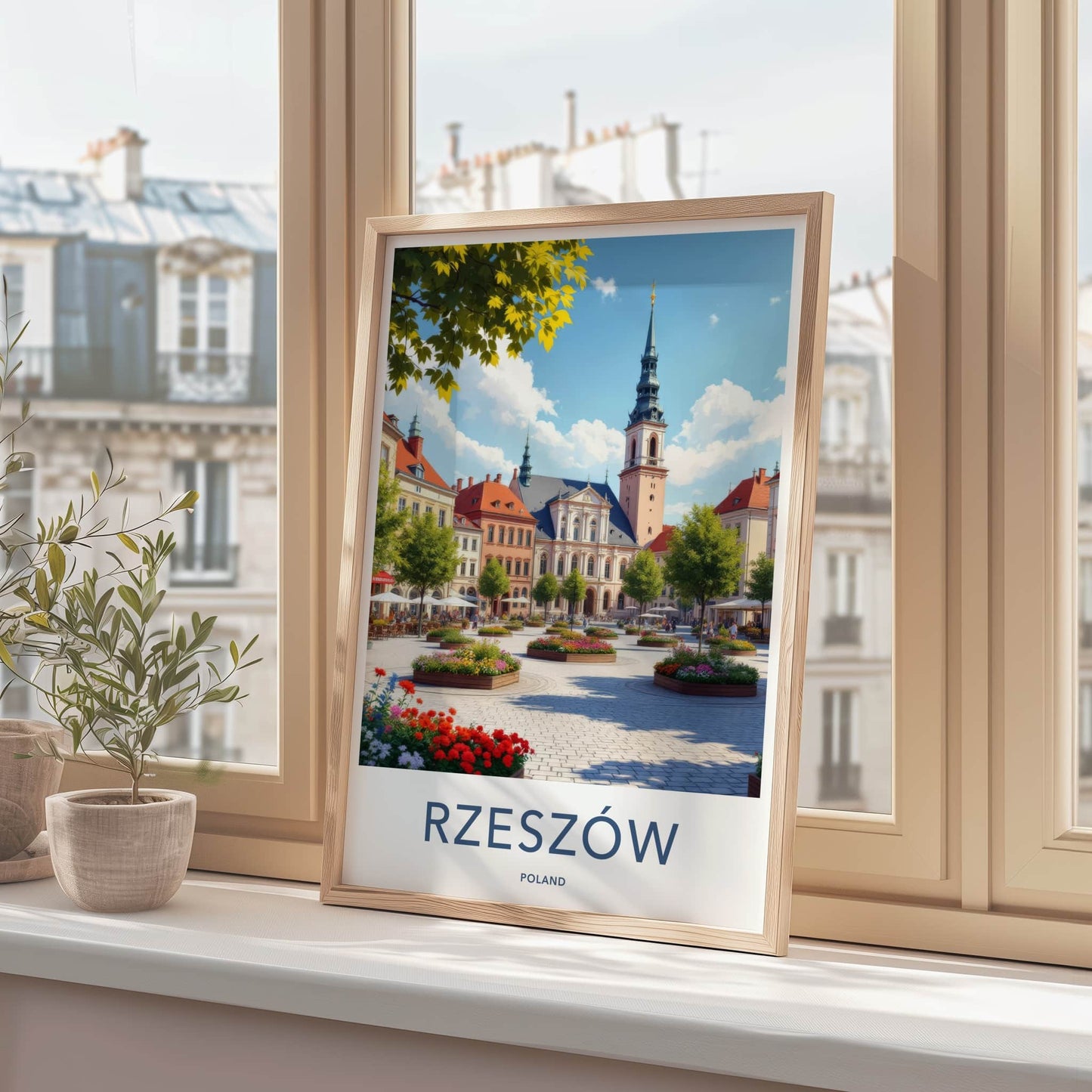 Rzeszow Poster - Poland Travel Art - Vibrant Square Spire Wall Decor