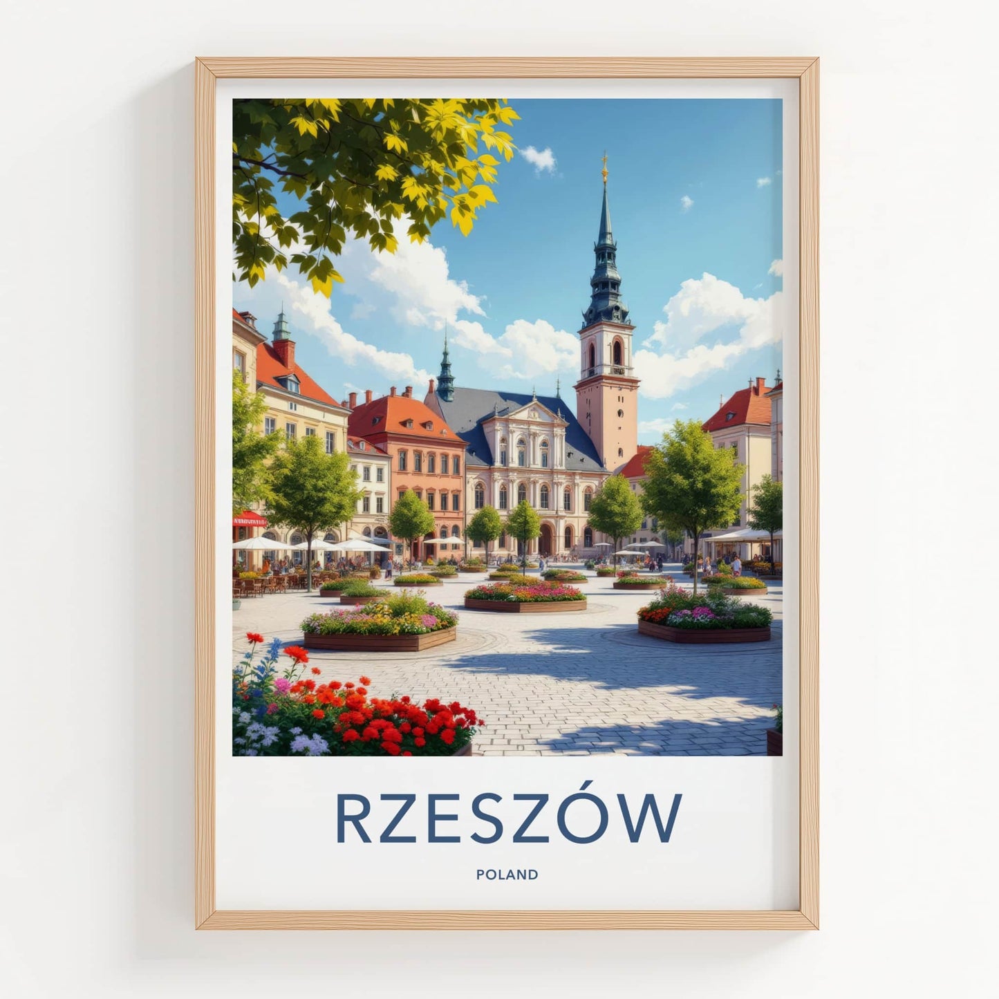 Rzeszow Poster - Poland Travel Art - Vibrant Square Spire Wall Decor