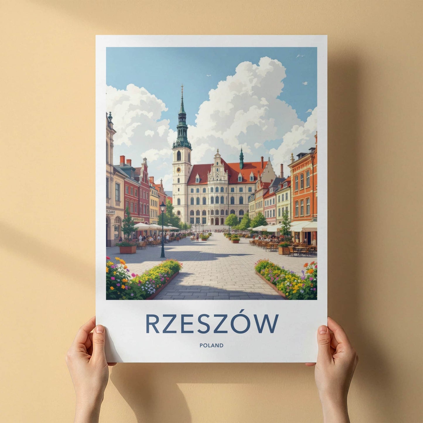 Rzeszow Poster - Poland Travel Print - Historic Market Square Wall Decor