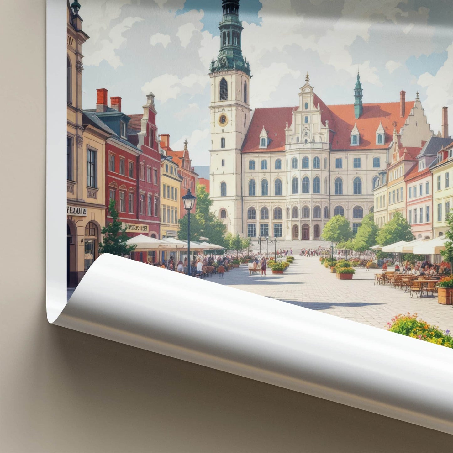 Rzeszow Poster - Poland Travel Print - Historic Market Square Wall Decor