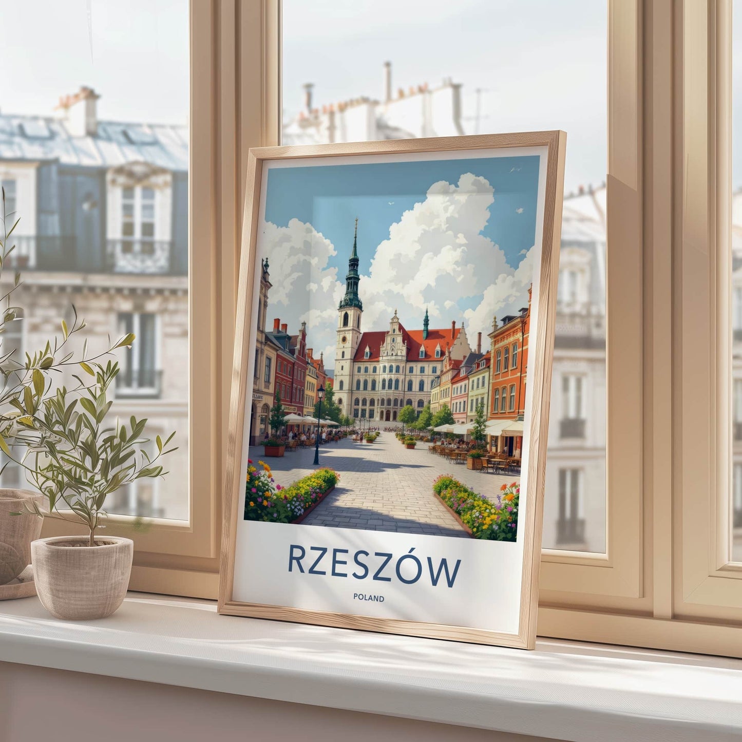 Rzeszow Poster - Poland Travel Print - Historic Market Square Wall Decor