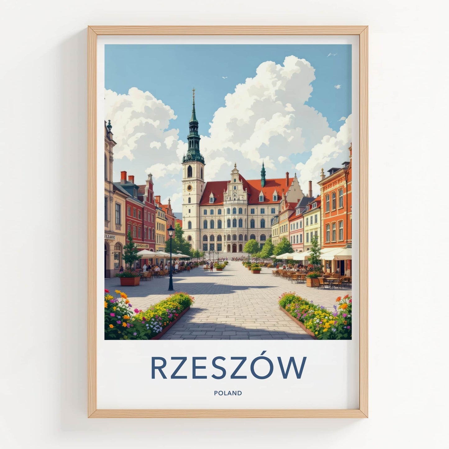 Rzeszow Poster - Poland Travel Print - Historic Market Square Wall Decor