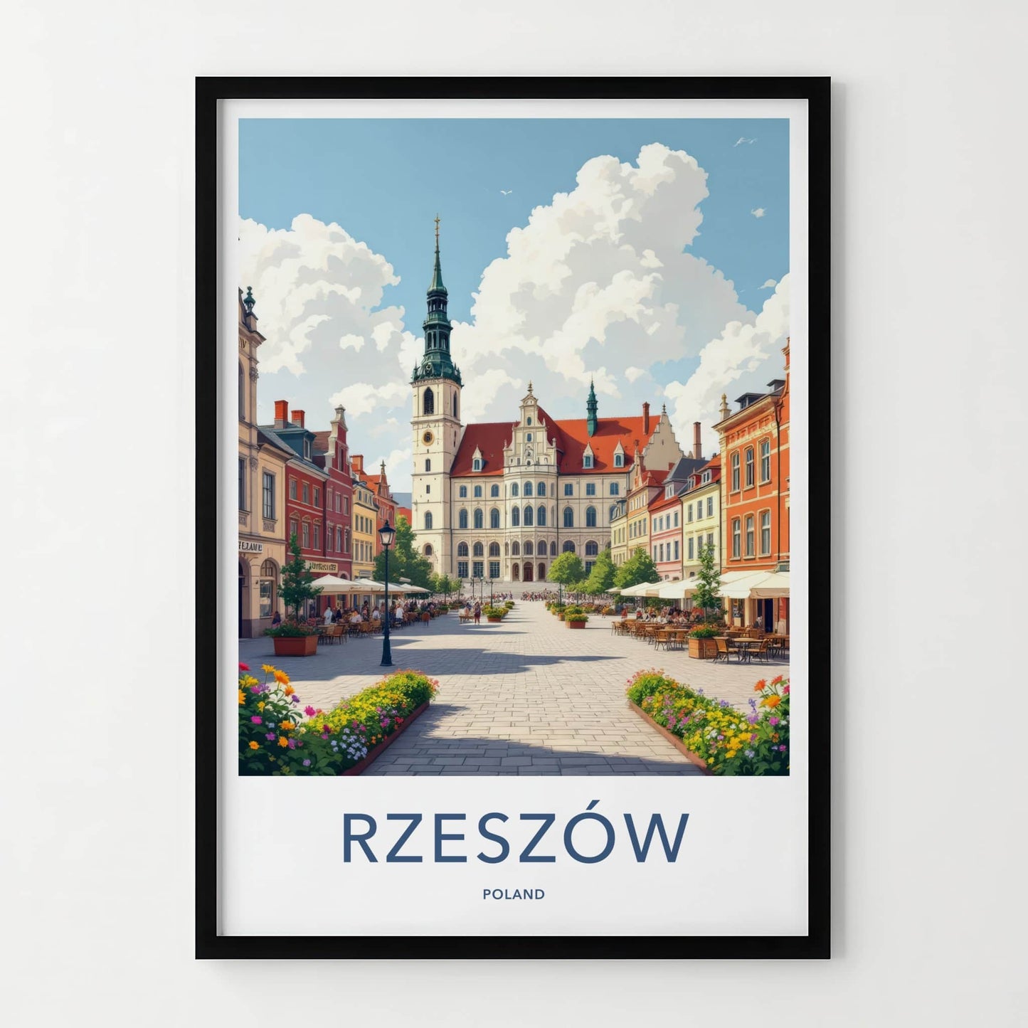 Rzeszow Poster - Poland Travel Print - Historic Market Square Wall Decor