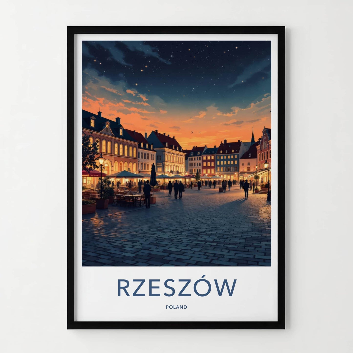 Rzeszow Poster - Poland Travel Print - Starry Evening Square Home Decor