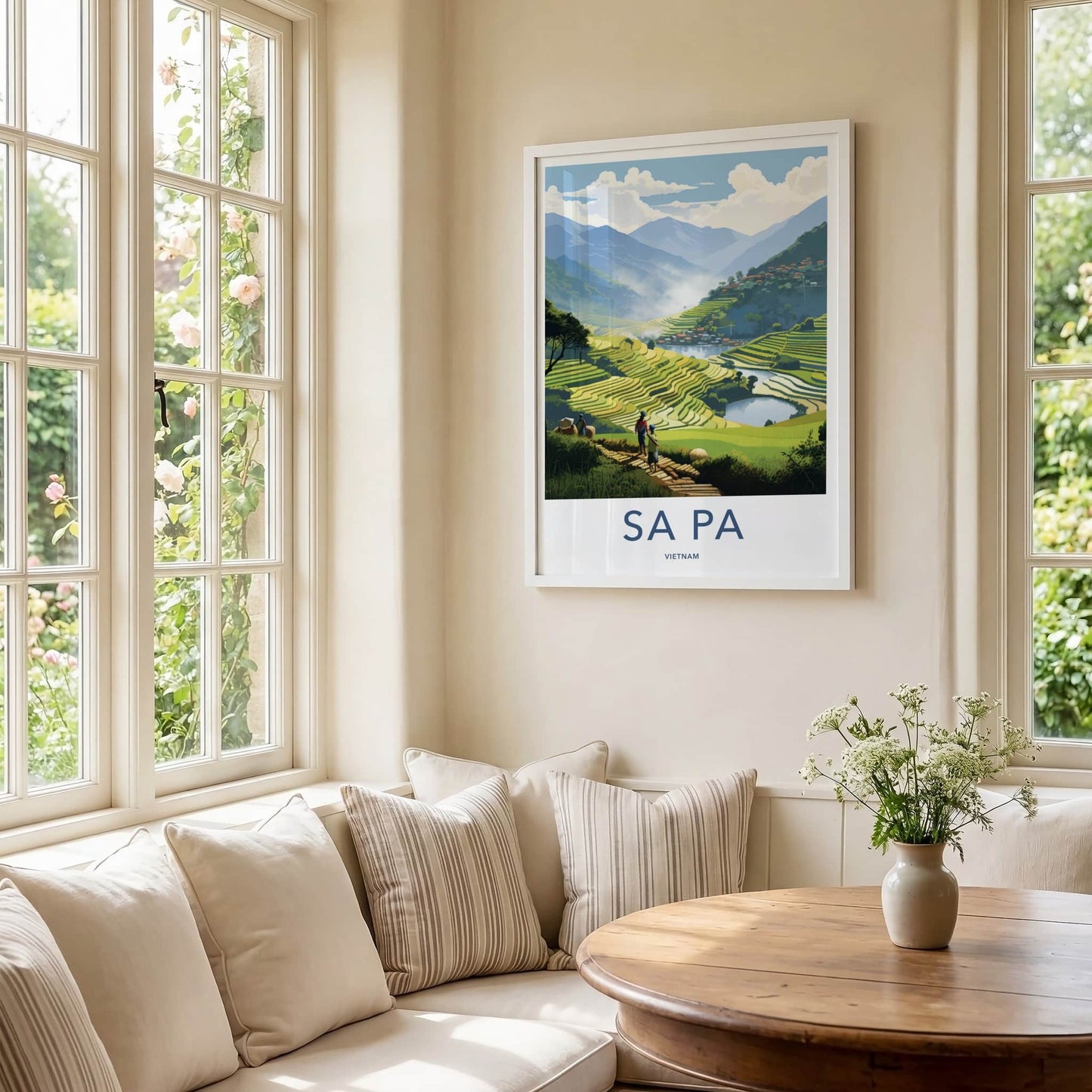 SA PA Poster - Vietnam Travel Art - Lush Terraced Fields Home Decor