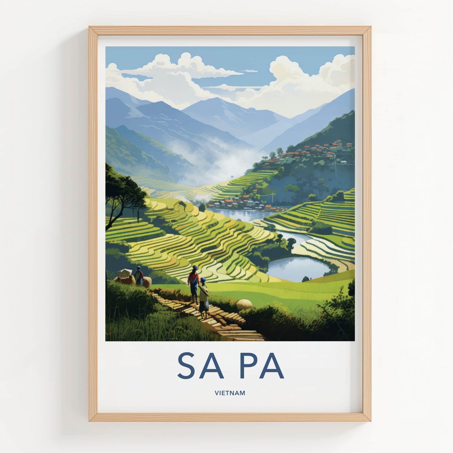 SA PA Poster - Vietnam Travel Art - Lush Terraced Fields Home Decor