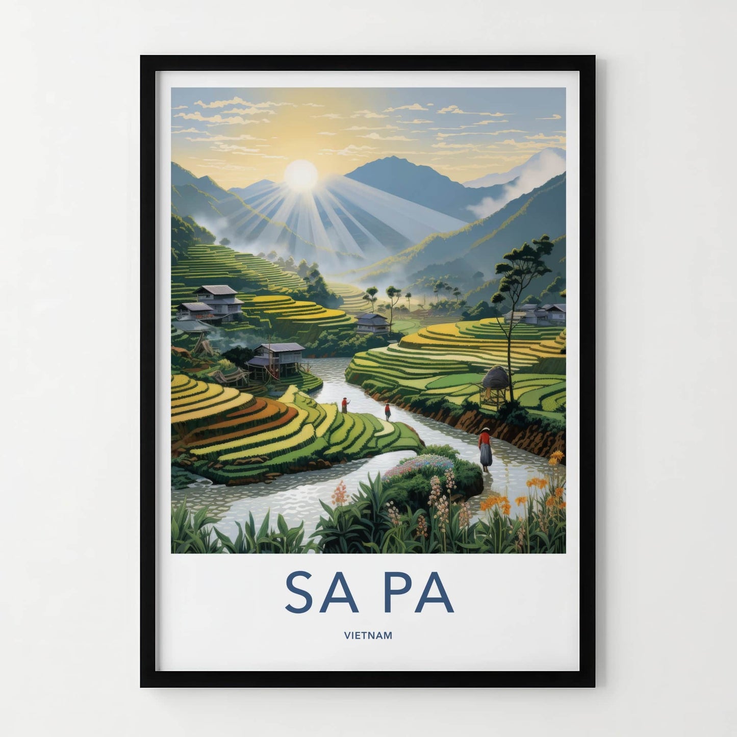 Sa Pa Poster - Vietnam Travel Art - Sunrise Valley Landscape Home Decor
