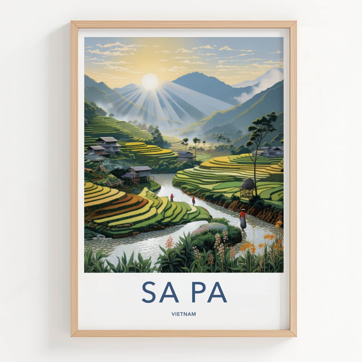 Sa Pa Poster - Vietnam Travel Art - Sunrise Valley Landscape Home Decor