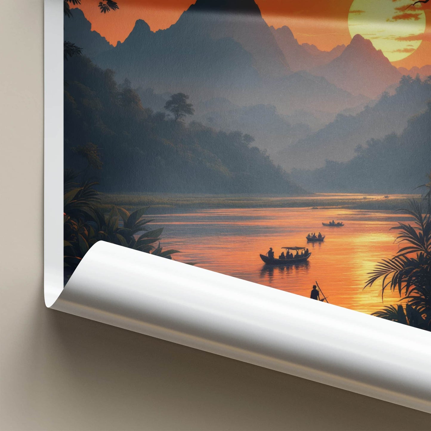Sabah Poster - Malaysia Travel Art - Mountain River Sunset Home Decor