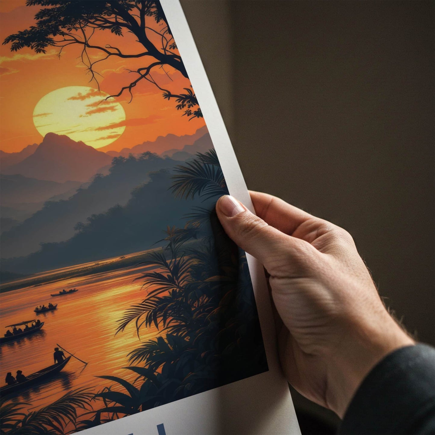 Sabah Poster - Malaysia Travel Art - Mountain River Sunset Home Decor