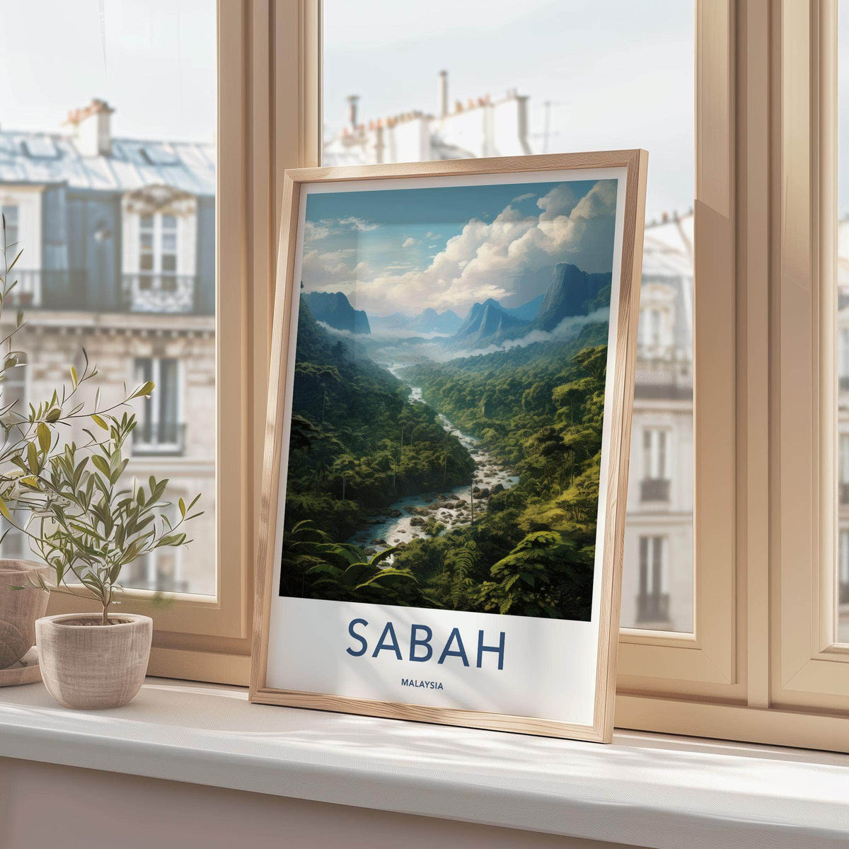 Sabah Rainforest Poster - Tropical Rainforest Print With Mountain