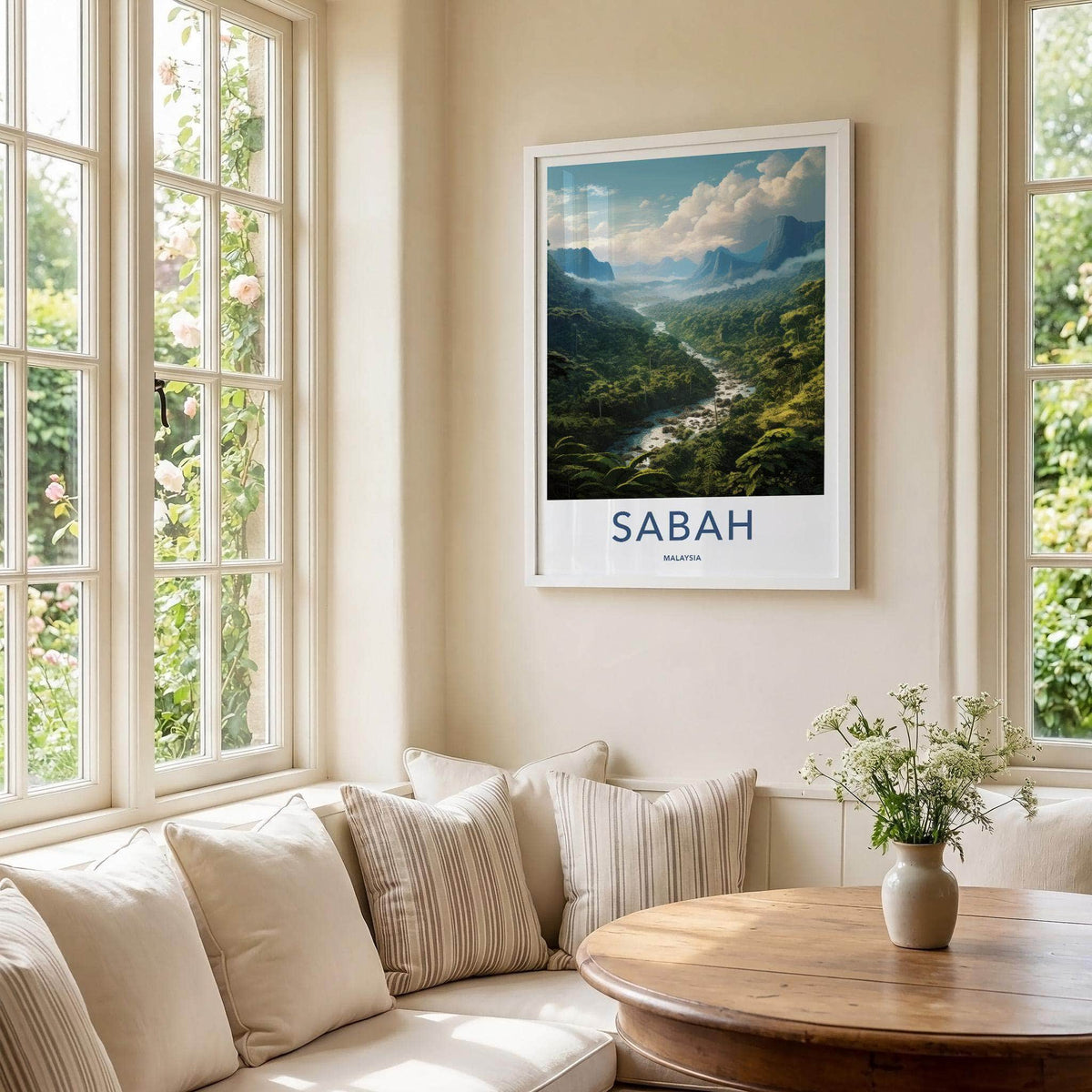 Sabah Rainforest Poster - Tropical Rainforest Print With Mountain
