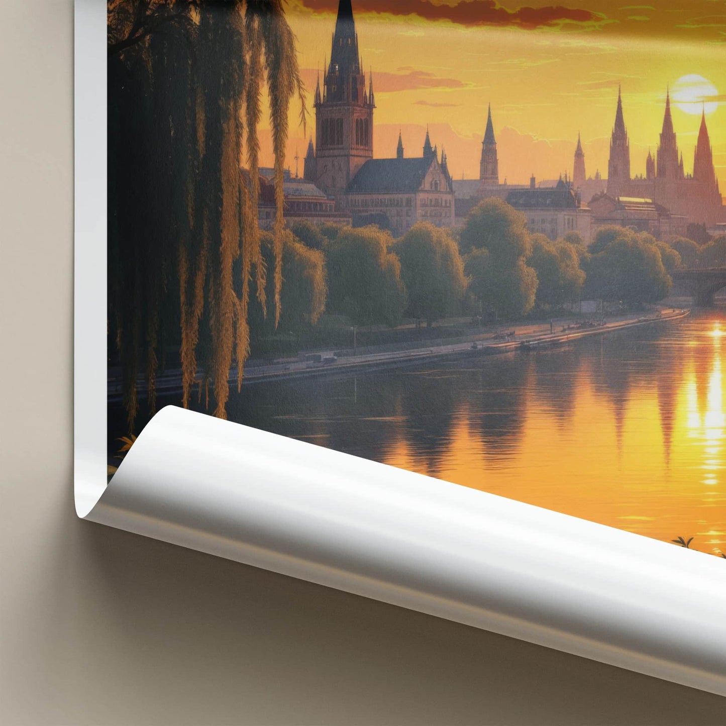 Sachsen Poster - Germany Travel Art - Golden River Spires Home Decor