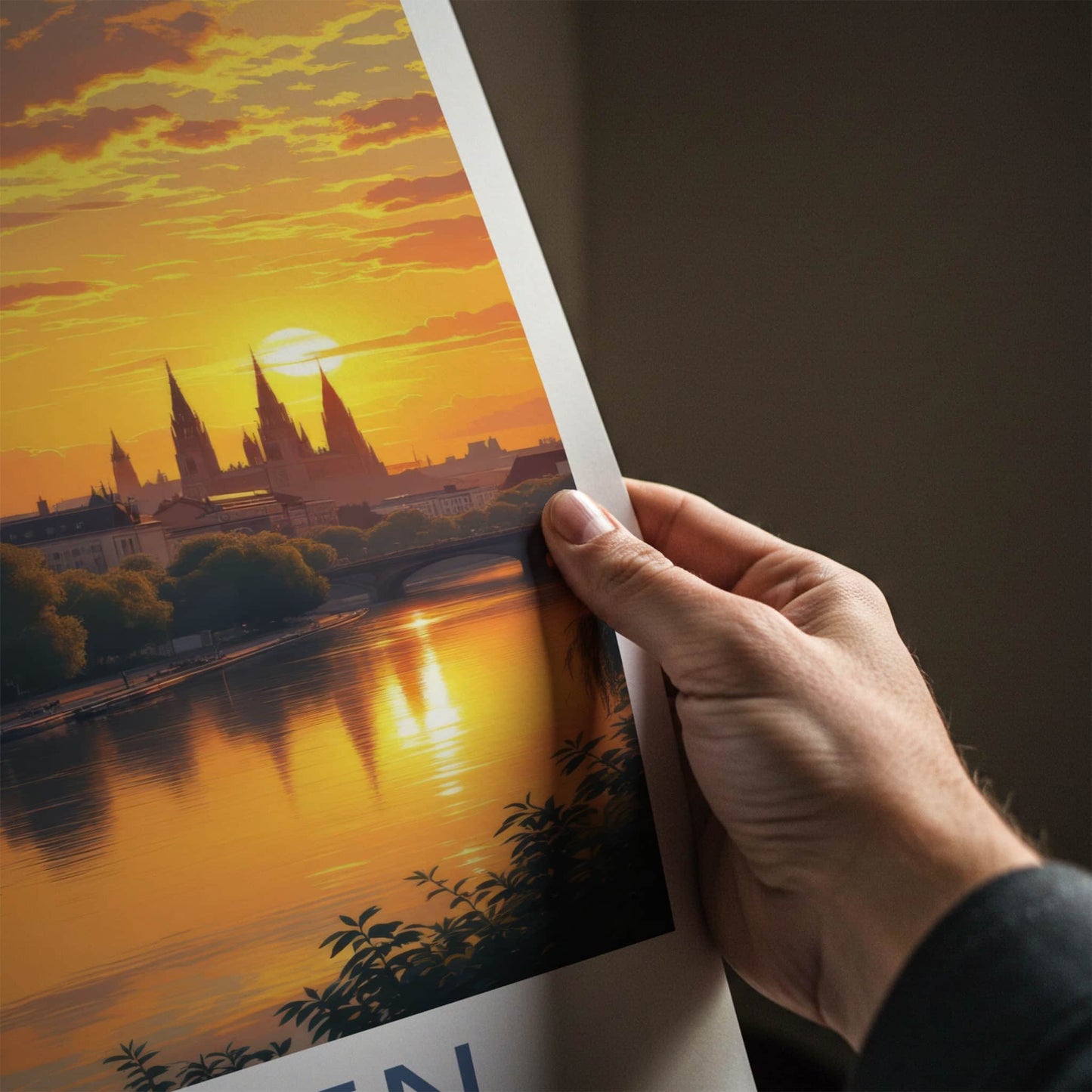 Sachsen Poster - Germany Travel Art - Golden River Spires Home Decor