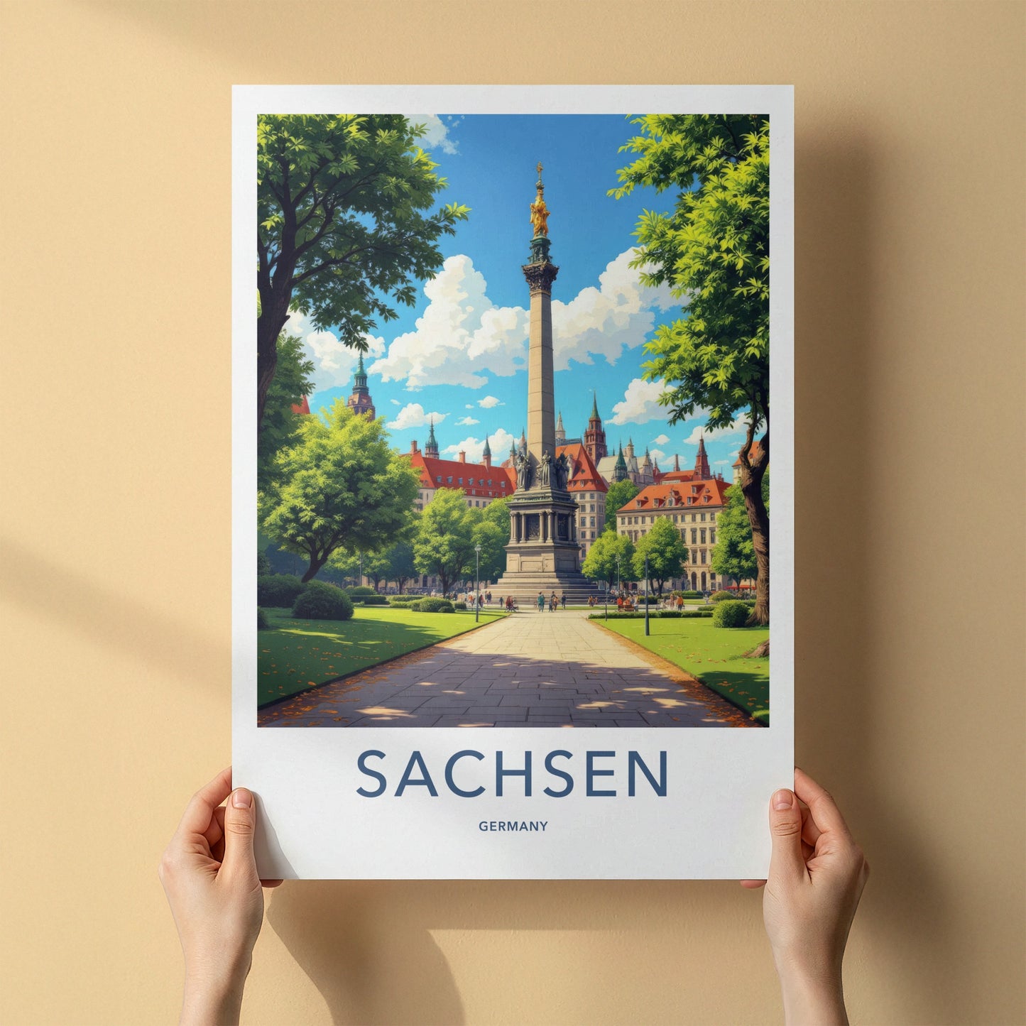 Sachsen Poster - Germany Travel Art - Grand Monument Park Home Decor