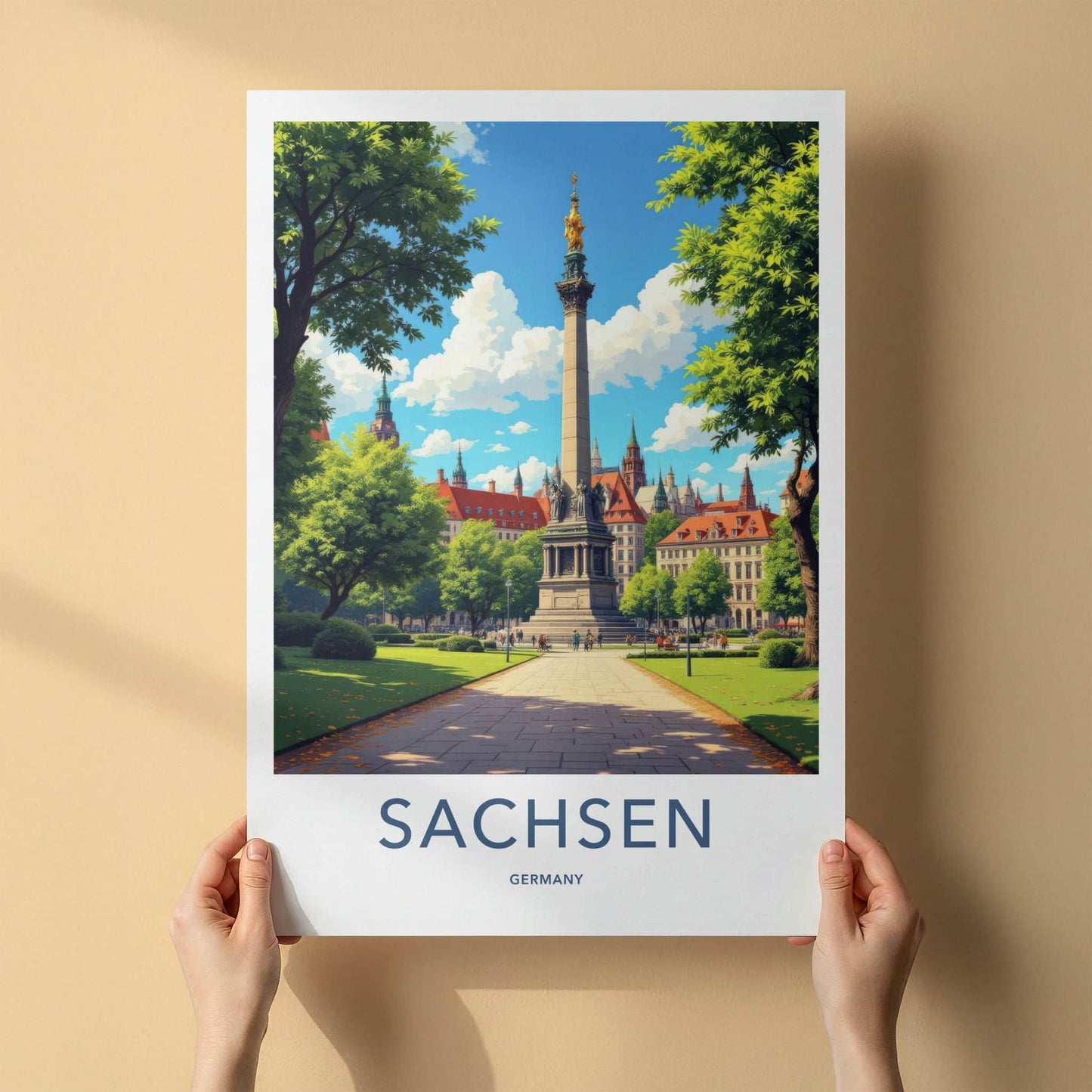 Sachsen Poster - Germany Travel Art - Grand Monument Park Home Decor