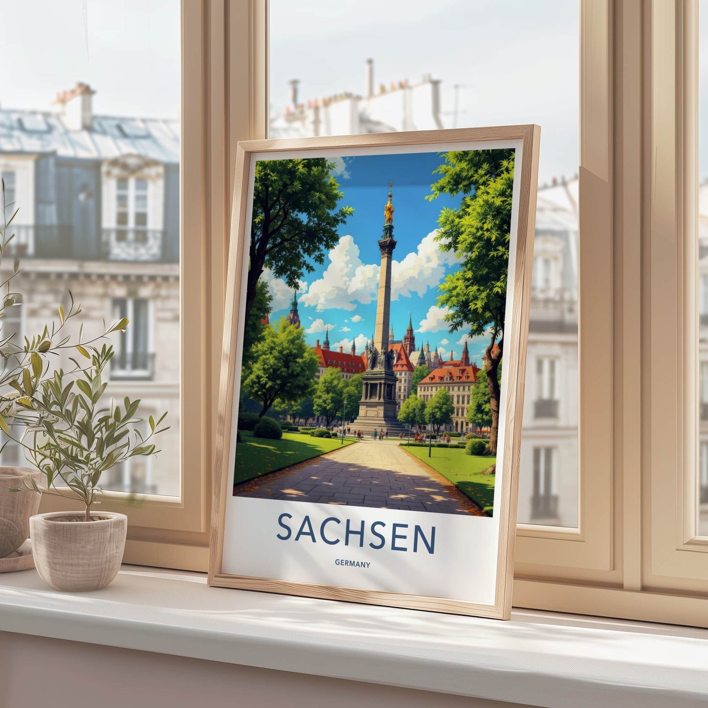 Sachsen Poster - Germany Travel Art - Grand Monument Park Home Decor
